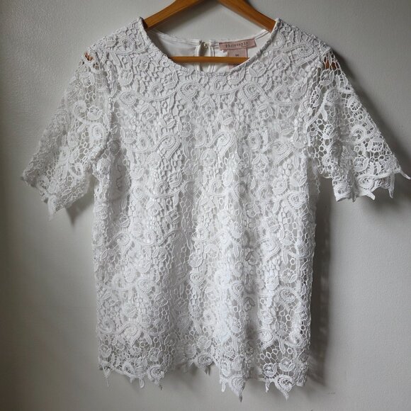 LIKE NEW PHILOSOPHY WHITE LACED TOP SIZE SMALL - Picture 1 of 13